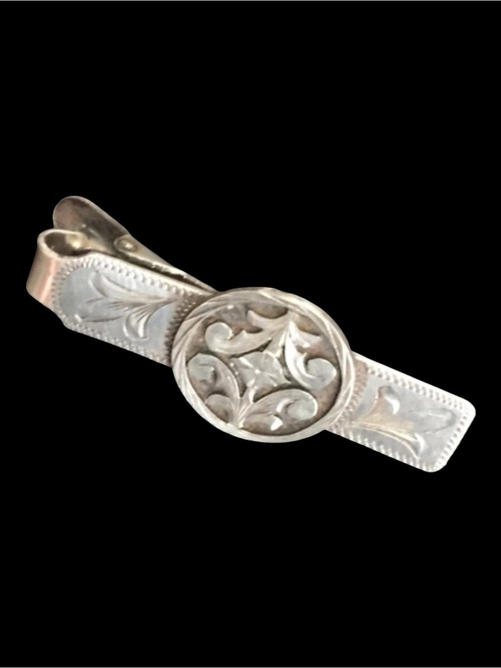 Vintage Mexico Sterling Engraved Tie Bar